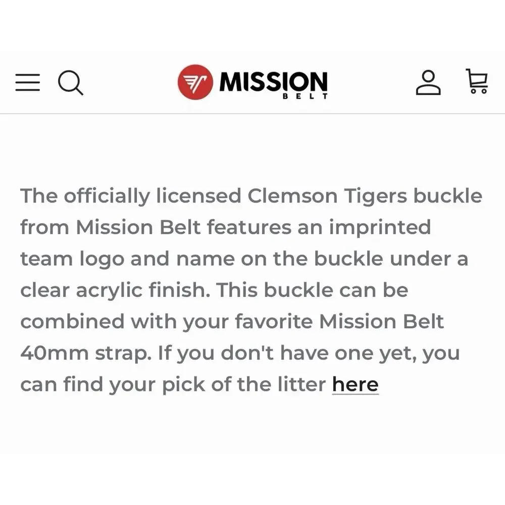 NEW Clemson Tigers Mission Leather Belt •Men L• Metal Buckle Leather Purple $89